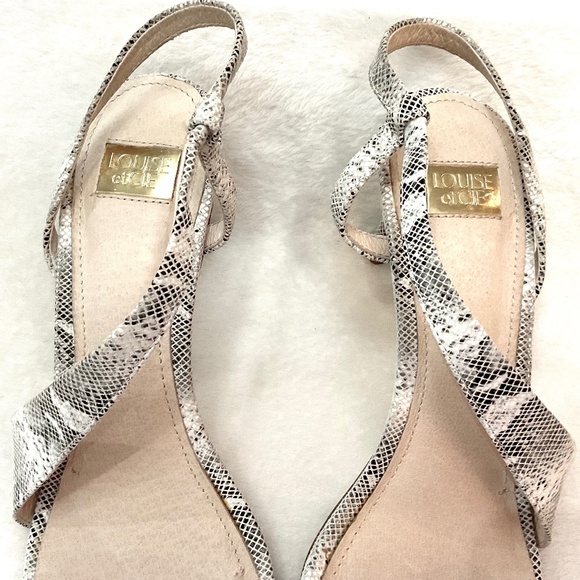Louise et Cie Kass Lizard Snakeprint Embossed Stiletto Slingback Sandal Sz 8.5M - Picture 7 of 14